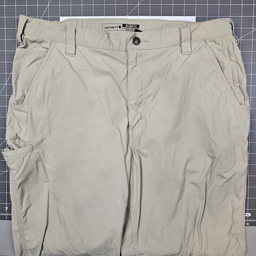 Carhartt Force Pants Mens 38x34 Tan Ripstop Nylon Pocket Work Outdoor Stretch - Picture 2 of 16